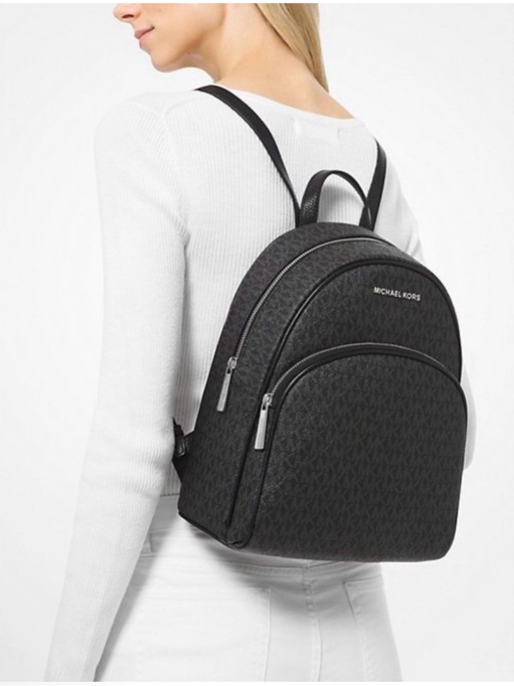Michael Kors Black Monogram Dome Backpack